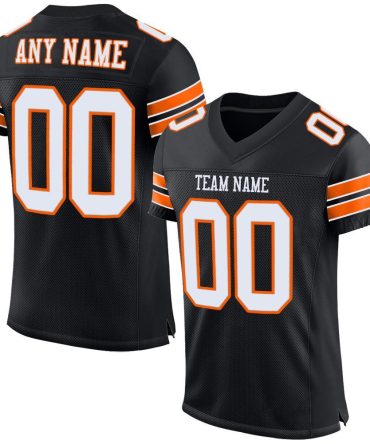 Custom Black White-Orange Football Jersey, Gift For Football Fans