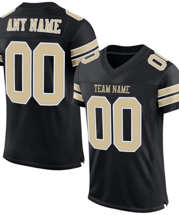 Custom Black Vegas Gold-White Football Jersey, Gift For Football Fans
