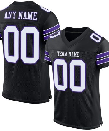 Custom Black White-Purple Football Jersey, Gift For Football Fans
