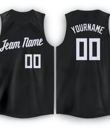 Custom Black White Round Neck Basketball Jersey, Gift For Basketball Fans