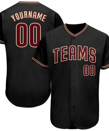 Custom Black Crimson-City Cream Baseball Jersey, Gift For Baseball Fans