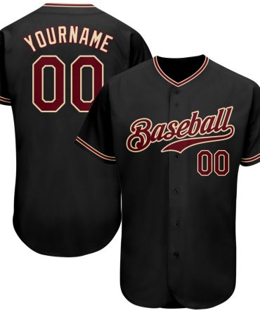 Custom Black Crimson-City Cream Baseball Jersey, Gift For Baseball Fans