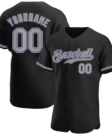 Custom Black Gray-Purple Baseball Jersey, Gift For Baseball Fans