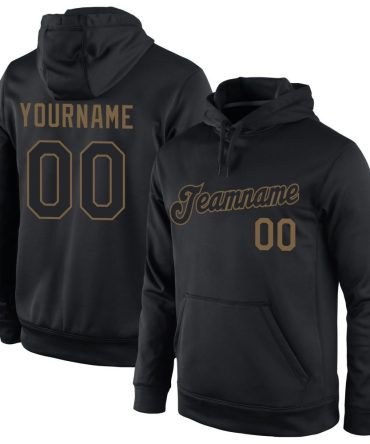 Custom Black Black-Old Gold Sports Pullover Sweatshirt Hoodie, Gift For Football, Baseball, Hockey, Basketball, Softball & Rugby Fans