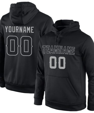 Custom Black Black-Gray Sports Pullover Sweatshirt Hoodie, Gift For Football, Baseball, Hockey, Basketball, Softball & Rugby Fans