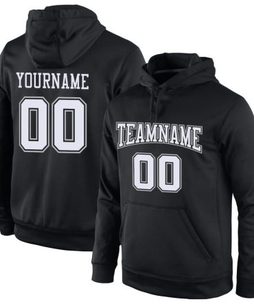 Custom Black White-Gray Sports Pullover Sweatshirt Hoodie, Gift For Football, Baseball, Hockey, Basketball, Softball & Rugby Fans