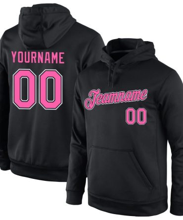 Custom Black Pink-White Sports Pullover Sweatshirt Hoodie, Gift For Football, Baseball, Hockey, Basketball, Softball & Rugby Fans