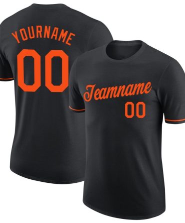 Custom Black Orange Performance T-Shirt, For Football, Baseball, Hockey, Basketball, Softball & Rugby Fans