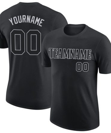 Custom Black Black-Gray Performance T-Shirt, For Football, Baseball, Hockey, Basketball, Softball & Rugby Fans