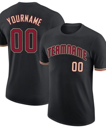 Custom Black Crimson-City Cream Performance T-Shirt, For Football, Baseball, Hockey, Basketball, Softball & Rugby Fans