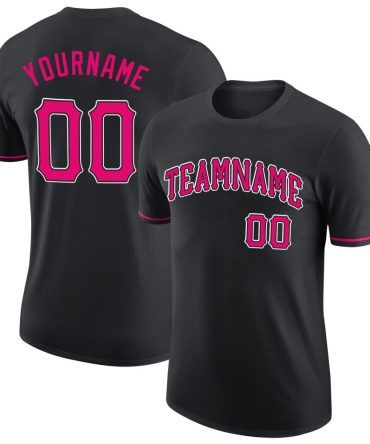 Custom Black Pink-White Performance T-Shirt, For Football, Baseball, Hockey, Basketball, Softball & Rugby Fans