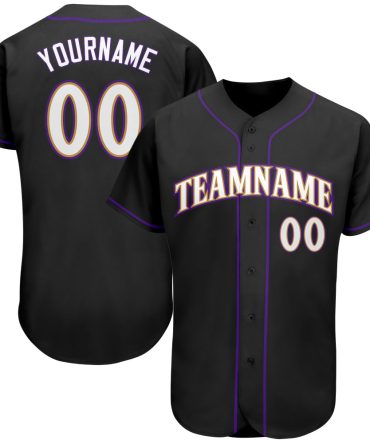 Custom Black White-Purple Baseball Jersey, Gift For Baseball Fans