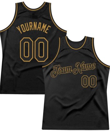 Custom Black Black-Old Gold Authentic Throwback Basketball Jersey, Gift For Basketball Fans