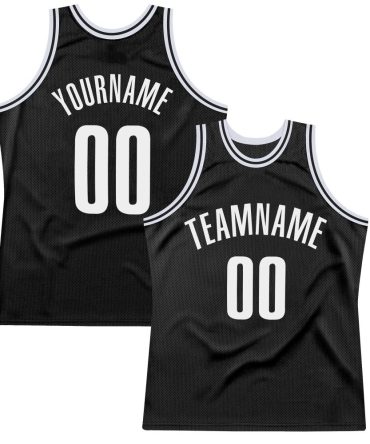 Custom Black White Authentic Throwback Basketball Jersey, Gift For Basketball Fans