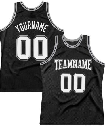 Custom Black White-Silver Throwback Basketball Jersey, Gift For Basketball Fans
