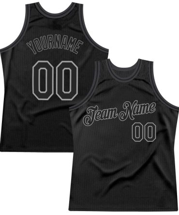 Custom Black Black-Gray Authentic Throwback Basketball Jersey, Gift For Basketball Fans