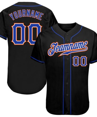 Custom Black Royal-Orange Baseball Jersey, Gift For Baseball Fans