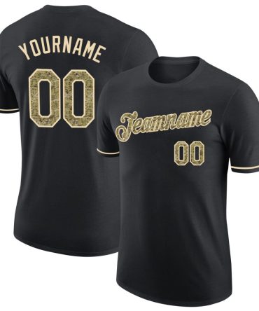 Custom Black Camo-Cream Performance T-Shirt, For Football, Baseball, Hockey, Basketball, Softball & Rugby Fans
