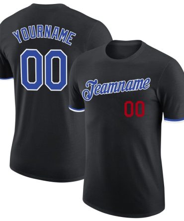 Custom Black Royal-White Performance T-Shirt, For Football, Baseball, Hockey, Basketball, Softball & Rugby Fans
