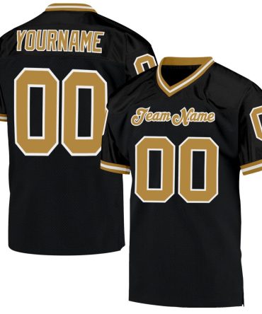 Custom Black Old Gold-White Throwback Football Jersey, Gift For Football Fans