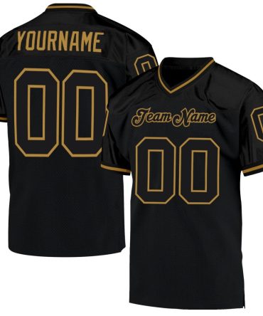 Custom Black Black-Old Gold Throwback Football Jersey, Gift For Football Fans