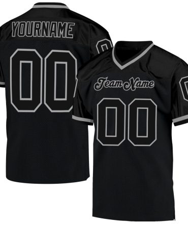 Custom Black Black-Gray Throwback Football Jersey, Gift For Football Fans