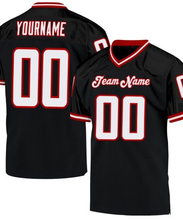 Custom Black White-Red Throwback Football Jersey, Gift For Football Fans