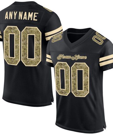 Custom Black Camo-Cream Football Jersey, Gift For Football Fans