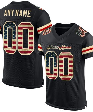 Custom Black Vintage Usa Flag-Cream Football Jersey, Gift For Football Fans