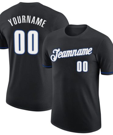 Custom Black White-Royal Performance T-Shirt, For Football, Baseball, Hockey, Basketball, Softball & Rugby Fans
