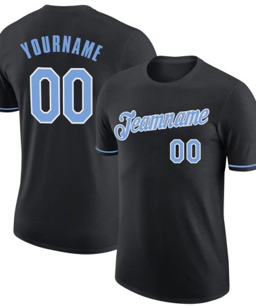 Custom Black Light Blue-White Performance T-Shirt, For Football, Baseball, Hockey, Basketball, Softball & Rugby Fans