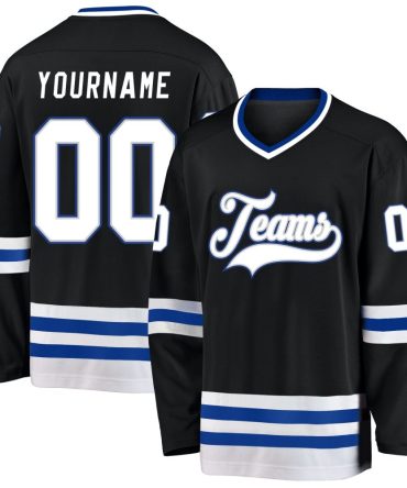 Custom Black White-Royal Hockey Jersey, Gift For Hockey Fans