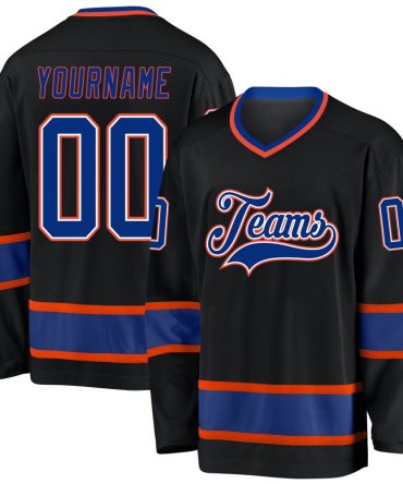 Custom Black Royal-Orange Hockey Jersey, Gift For Hockey Fans