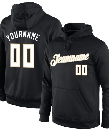 Custom Black White-Cream Sports Pullover Sweatshirt Hoodie, Gift For Football, Baseball, Hockey, Basketball, Softball & Rugby Fans
