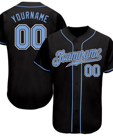 Custom Black Light Blue-White Baseball Jersey, Gift For Baseball Fans