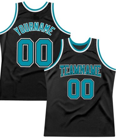 Custom Black Teal-White Throwback Basketball Jersey, Gift For Basketball Fans