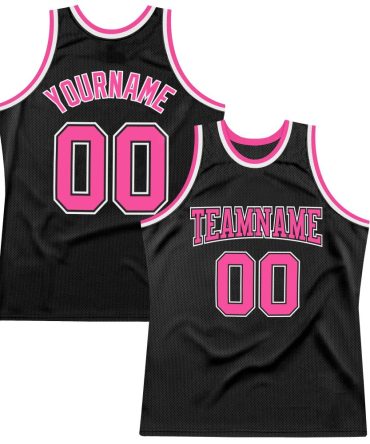 Custom Black Pink-White Throwback Basketball Jersey, Gift For Basketball Fans