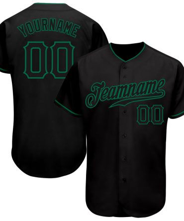 Custom Black Black-Kelly Green Baseball Jersey, Gift For Baseball Fans