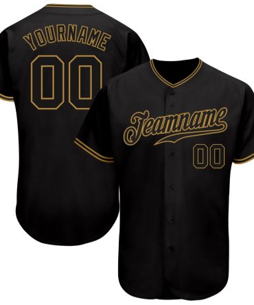 Custom Black Black-Old Gold Baseball Jersey, Gift For Baseball Fans