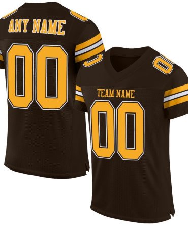 Custom Brown Gold-White Football Jersey, Gift For Football Fans