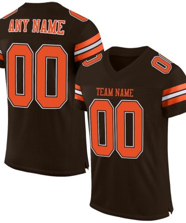 Custom Brown Orange-White Football Jersey, Gift For Football Fans