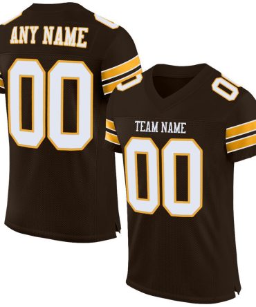 Custom Brown White-Gold Football Jersey, Gift For Football Fans