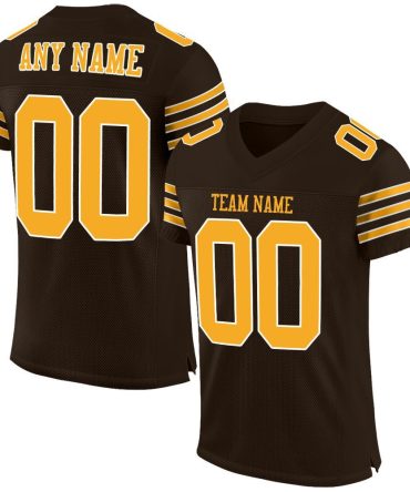 Custom Brown Gold-White Football Jersey, Gift For Football Fans