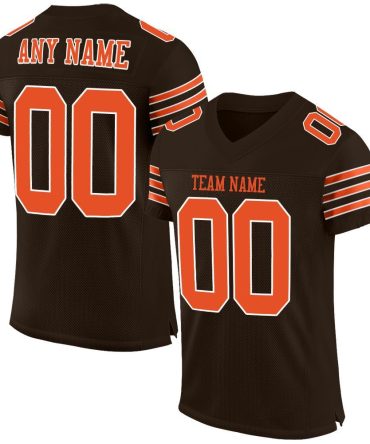 Custom Brown Orange-White Football Jersey, Gift For Football Fans