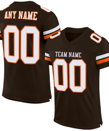 Custom Brown White-Orange Football Jersey, Gift For Football Fans