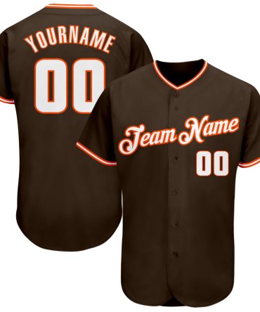 Custom Brown White-Orange Baseball Jersey, Gift For Baseball Fans