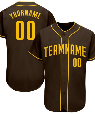 Custom Brown Gold Baseball Jersey, Gift For Baseball Fans