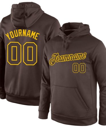 Custom Brown Brown-Gold Sports Pullover Sweatshirt Hoodie, Gift For Football, Baseball, Hockey, Basketball, Softball & Rugby Fans