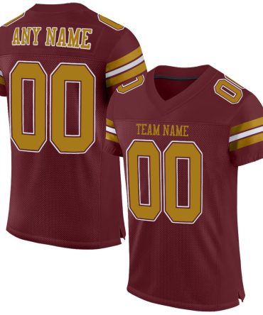 Custom Burgundy Old Gold-White Football Jersey, Gift For Football Fans