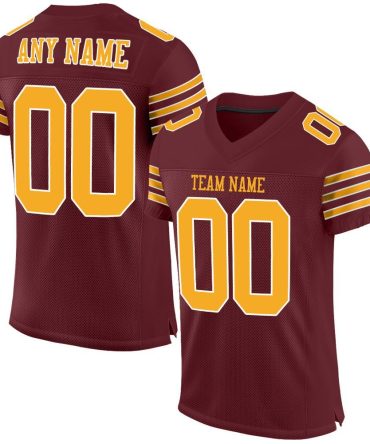 Custom Burgundy Gold-White Football Jersey, Gift For Football Fans